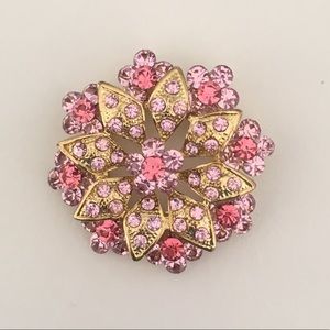 Vintage Mod Pink Rhinestone Dress Clip & Brooch
